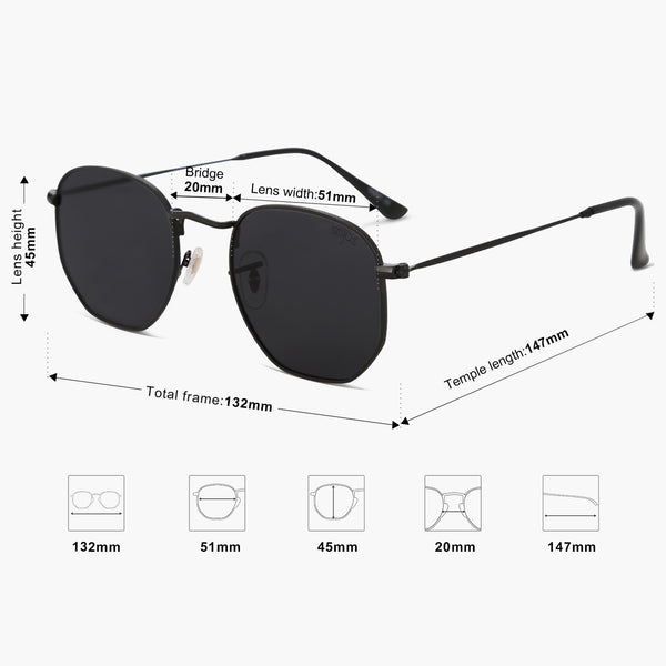 Buy Gold Frame Grey Lens Polygon Sunglasses for Women
