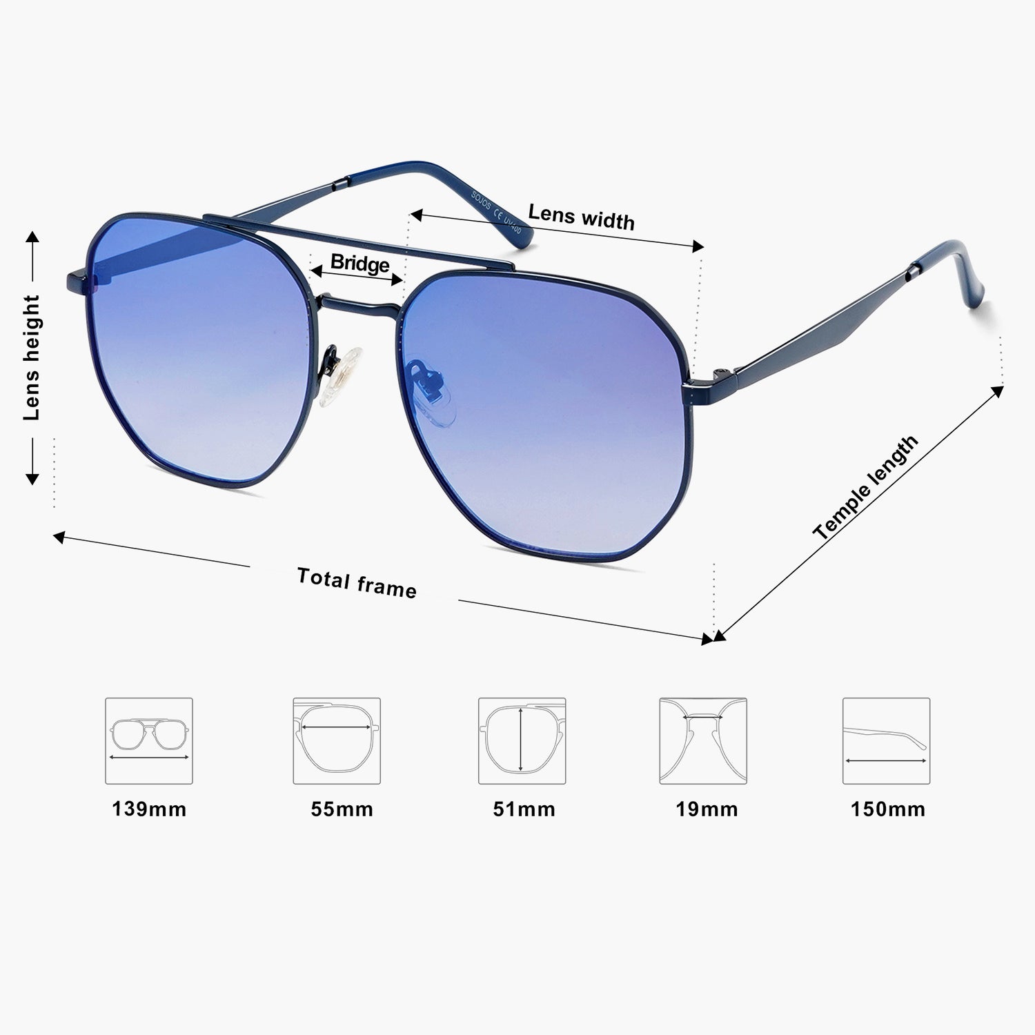 Women Men Hexagonal Classic Vintage Metal Sunglasses WINDFALL | SOJOS ...