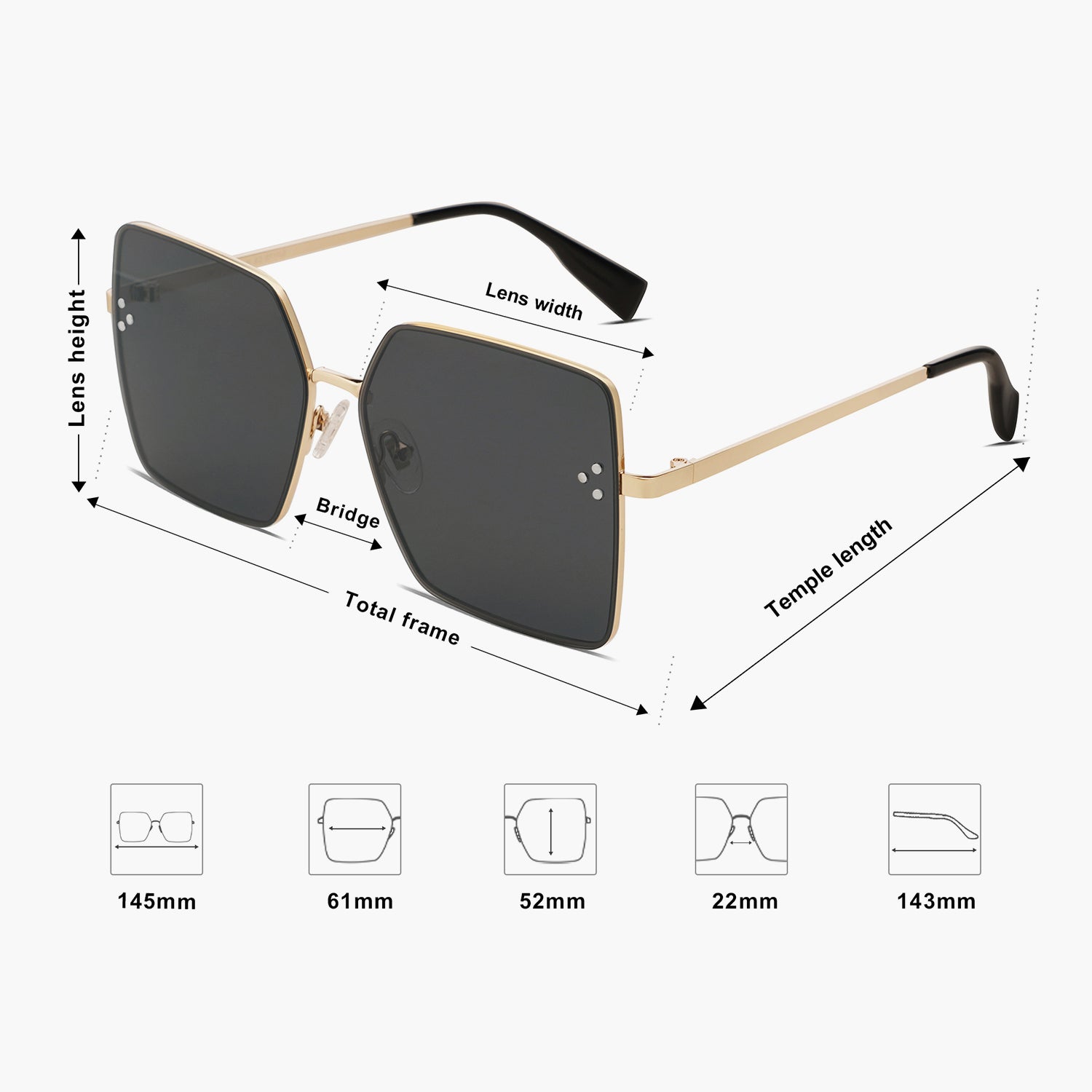 Buy Gold Frame Gradient Brown Lens Polygon Sunglasses for Women | Pearl ...