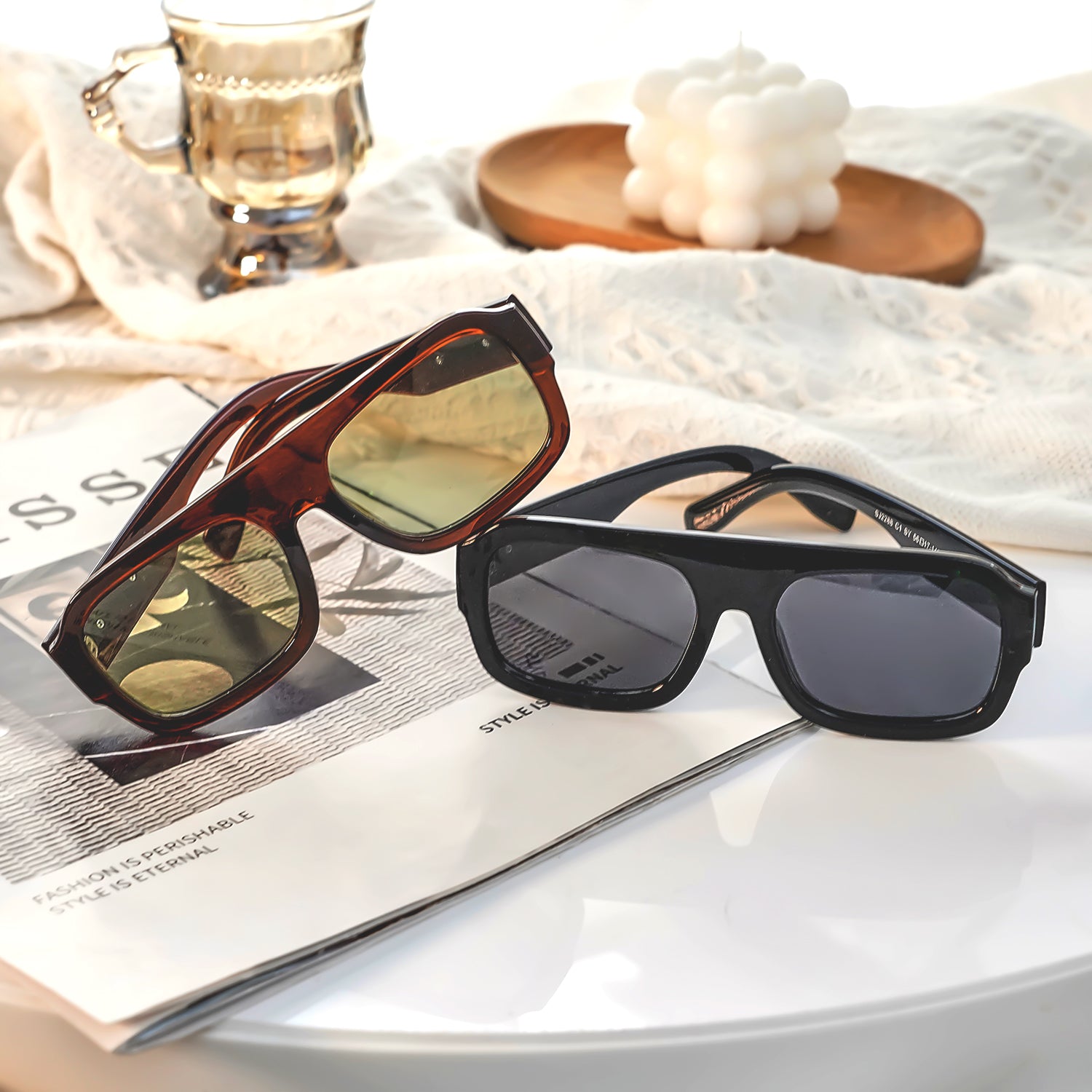 Buy Gold Frame Black Lens Round Sunglasses for Women | Kate | SOJOS