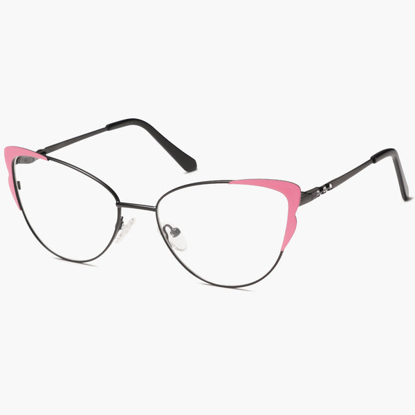 Women's Cat Eye Metal Prescription Reading Glasses Full-rim Frame 